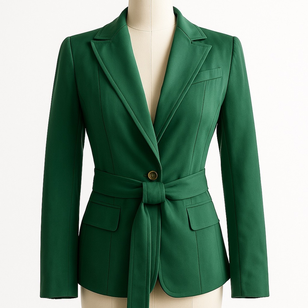 New York & Company Green Blazer with Structured Silhouette